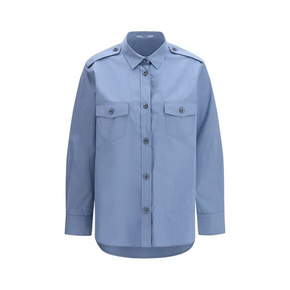 Prada Blue Cotton Dress Women's Shirt